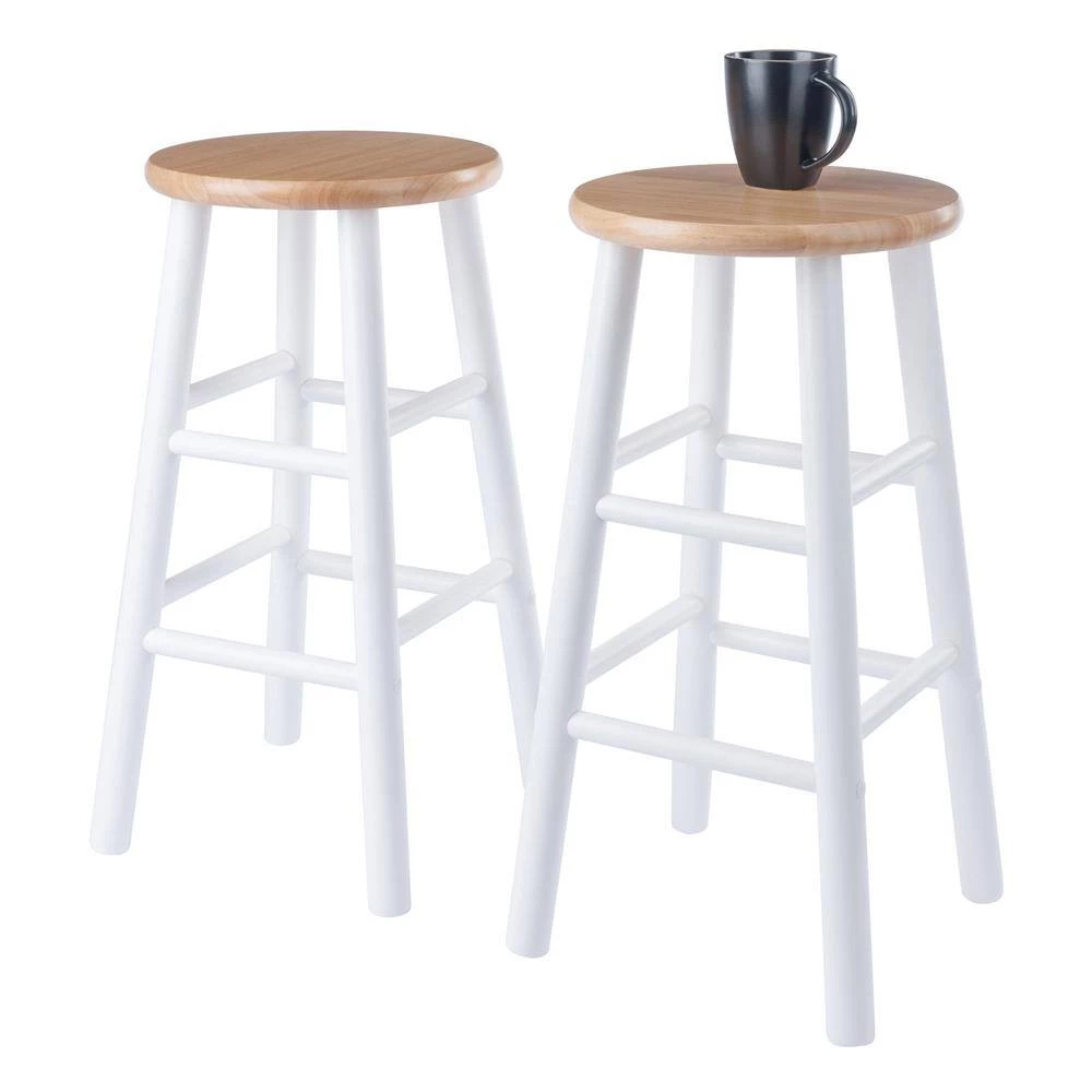 Huxton 24 in. Natural and White Counter Stool Set (2-Pieces) by Winsome Wood 7 Huxton 24 in. Natural and White Counter Stool Set (2-Pieces) by Winsome Wood - Image 5