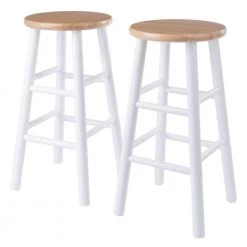 Huxton 24 in. Natural and White Counter Stool Set (2-Pieces) by Winsome Wood
