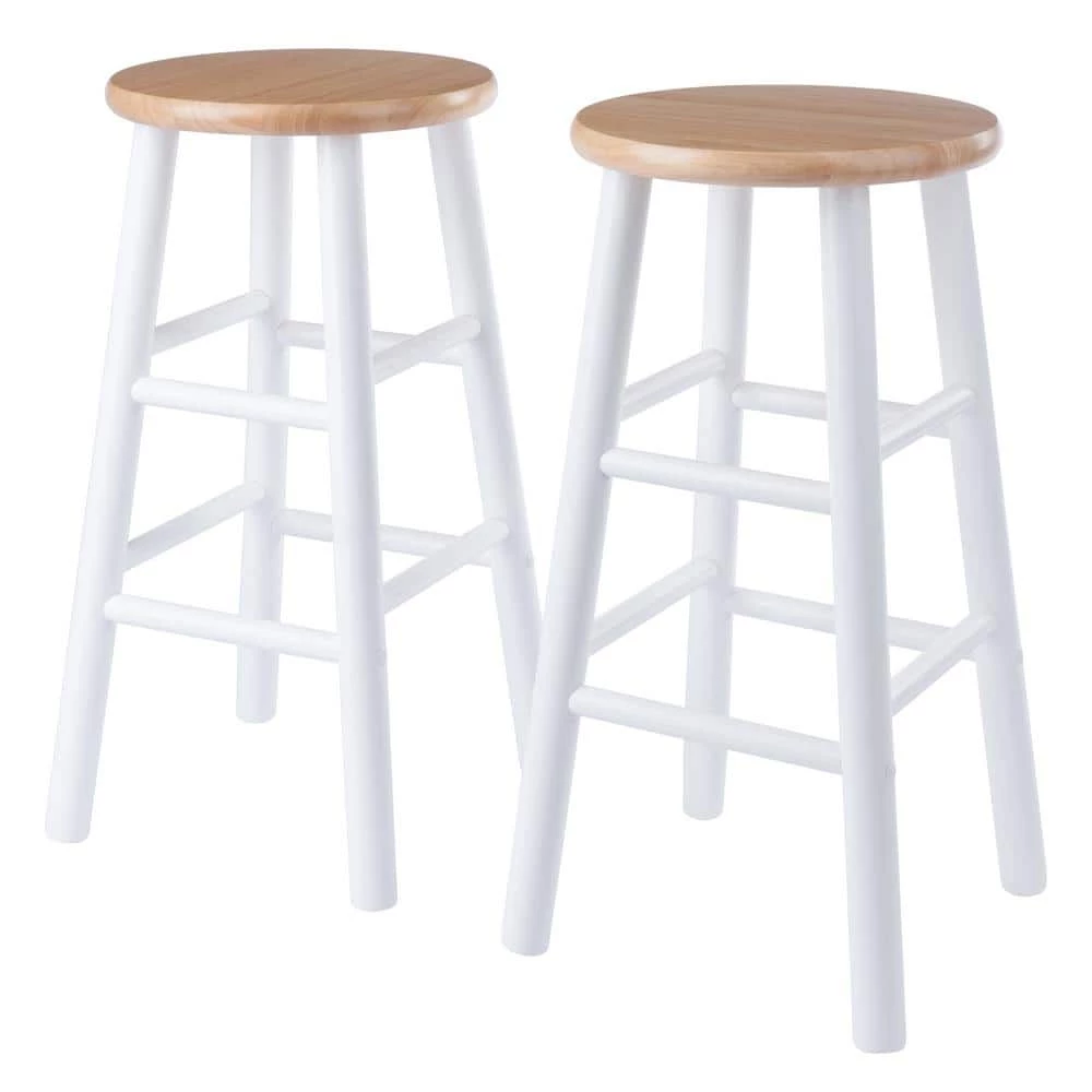 Huxton 24 in. Natural and White Counter Stool Set (2-Pieces) by Winsome Wood 3 Huxton 24 in. Natural and White Counter Stool Set (2-Pieces) by Winsome Wood