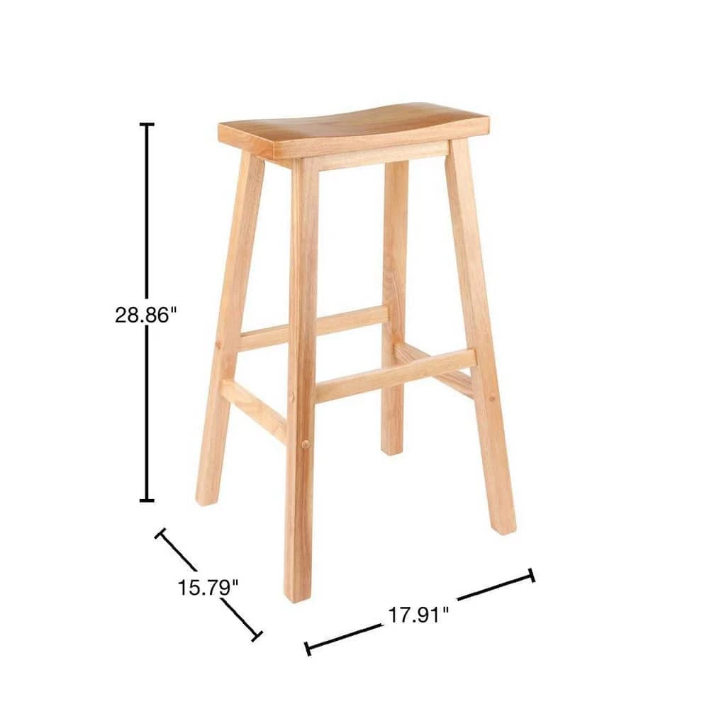 Satori 29 in. Saddle Seat Natural Bar Stool by Winsome Wood 5 Satori 29 in. Saddle Seat Natural Bar Stool by Winsome Wood - Image 3