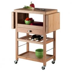 Barton Natural Kitchen Cart with Drop Leaf by Winsome Wood -BENCH Online Store natural winsome wood kitchen carts 80434 1f 1000