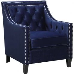 Willa Button Tufted Navy Blue Accent Arm Chair by Hanover -BENCH Online Store navy blue hanover accent chairs hup304 blue 1f 1000