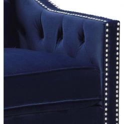 Willa Button Tufted Navy Blue Accent Arm Chair by Hanover -BENCH Online Store navy blue hanover accent chairs hup304 blue 76 1000