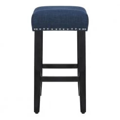 Jameson 24 in. Black Backless Wood Frame Counter Stool with Navy Blue Fabric Seat by WESTIN OUTDOOR -BENCH Online Store navy blue westin outdoor bar stools id401 24 bk nb 1f 1000