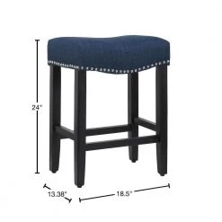 Jameson 24 in. Black Backless Wood Frame Counter Stool with Navy Blue Fabric Seat by WESTIN OUTDOOR -BENCH Online Store navy blue westin outdoor bar stools id401 24 bk nb 40 1000