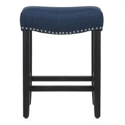Jameson 24 in. Black Backless Wood Frame Counter Stool with Navy Blue Fabric Seat by WESTIN OUTDOOR -BENCH Online Store navy blue westin outdoor bar stools id401 24 bk nb c3 1000