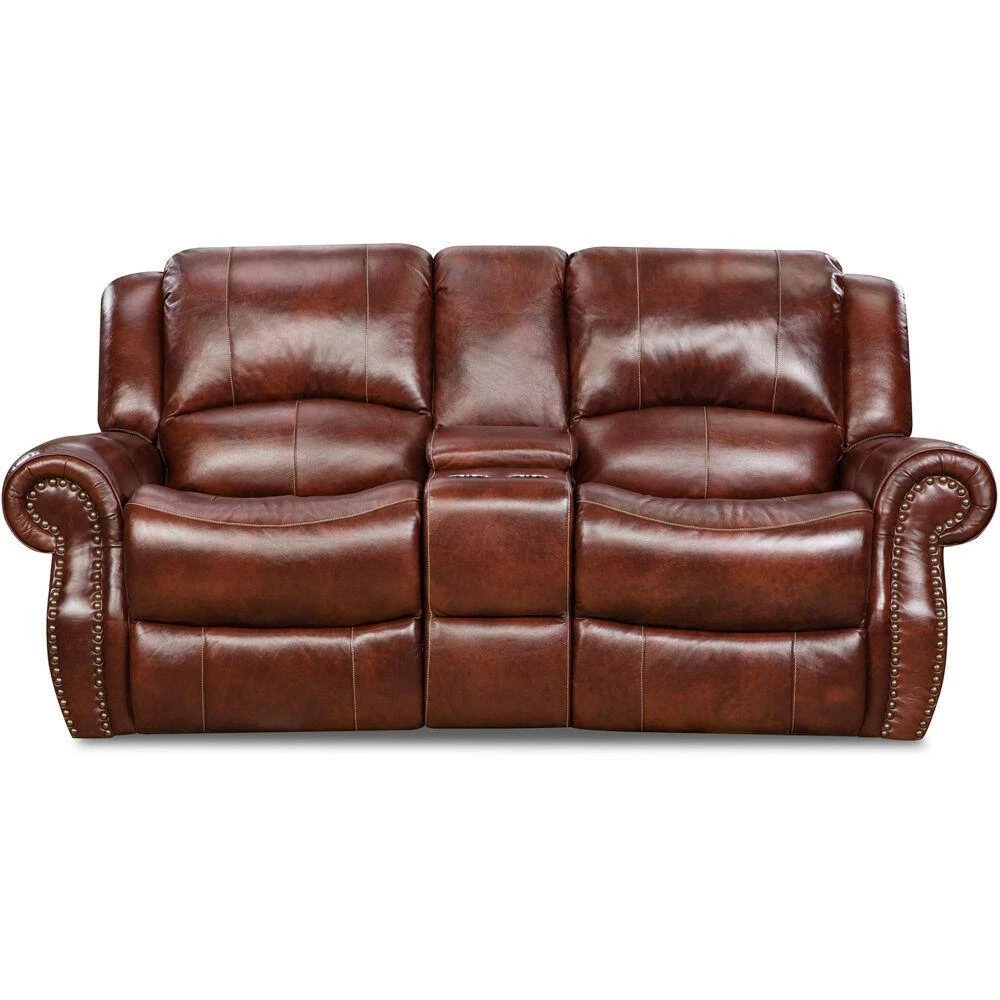 Aspen 2-Piece Oxblood 100% Genuine Leather Set with Double-Reclining Sofa and Gliding Console Loveseat, HUM003SET2-OB by Hanover 8 Aspen 2-Piece Oxblood 100% Genuine Leather Set with Double-Reclining Sofa and Gliding Console Loveseat, HUM003SET2-OB by Hanover - Image 6