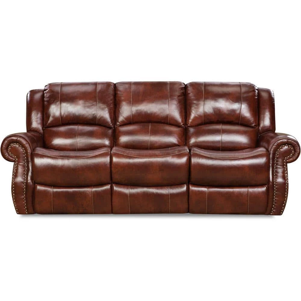 Aspen 2-Piece Oxblood 100% Genuine Leather Set with Double-Reclining Sofa and Gliding Console Loveseat, HUM003SET2-OB by Hanover 7 Aspen 2-Piece Oxblood 100% Genuine Leather Set with Double-Reclining Sofa and Gliding Console Loveseat, HUM003SET2-OB by Hanover - Image 5
