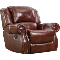 Aspen Oxblood 100% Genuine Leather Rocker Recliner Chair HUM003RC-OB by Hanover