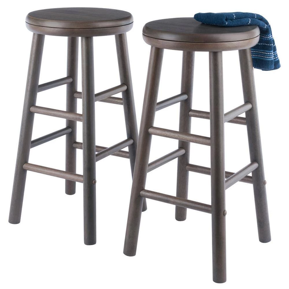 Shelby 24 in. Oyster Gray Backless Swivel Seat Counter Stool (Set of 2) by Winsome Wood 7 Shelby 24 in. Oyster Gray Backless Swivel Seat Counter Stool (Set of 2) by Winsome Wood - Image 5