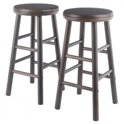 Shelby 24 in. Oyster Gray Backless Swivel Seat Counter Stool (Set of 2) by Winsome Wood