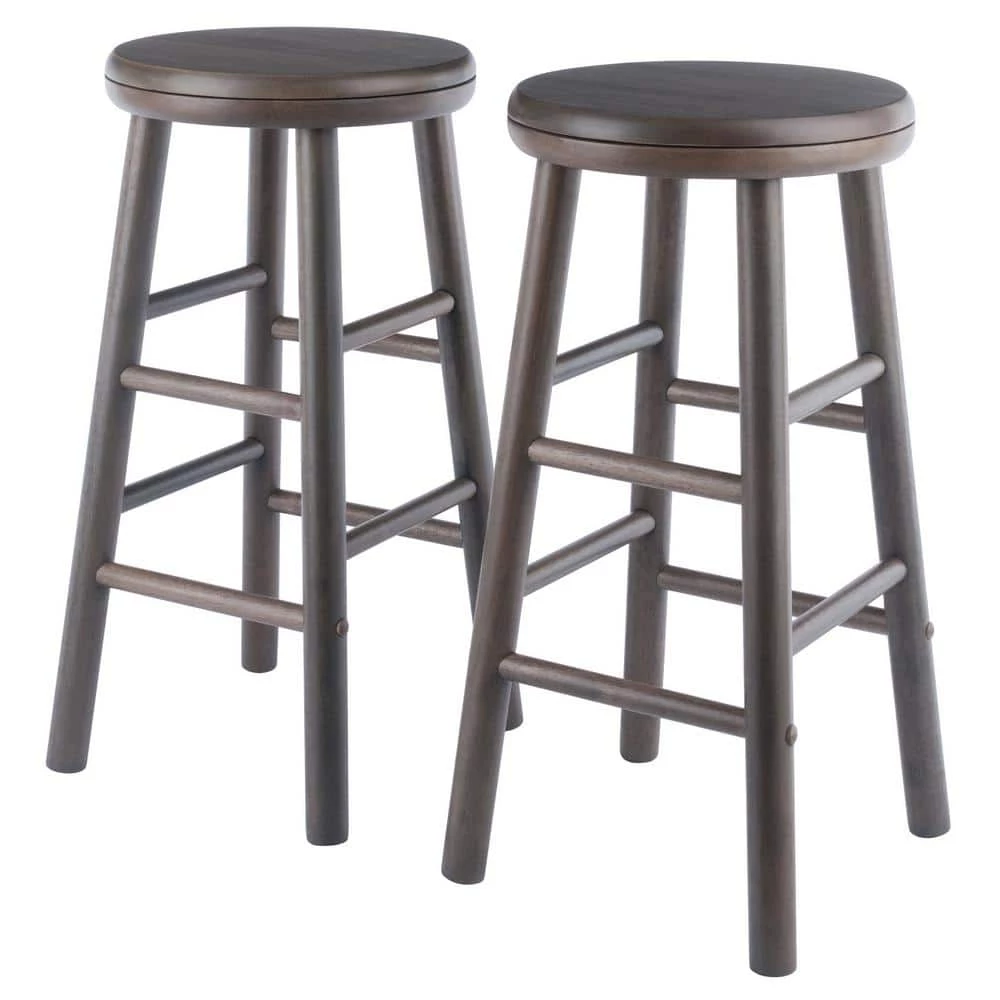 Shelby 24 in. Oyster Gray Backless Swivel Seat Counter Stool (Set of 2) by Winsome Wood 3 Shelby 24 in. Oyster Gray Backless Swivel Seat Counter Stool (Set of 2) by Winsome Wood