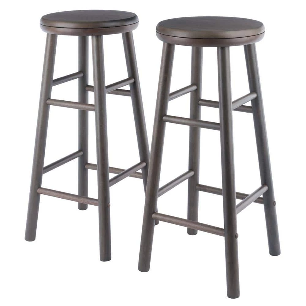 Shelby 29 in. Oyster Gray Backless Swivel Seat Bar Stool (Set of 2) by Winsome Wood 3 Shelby 29 in. Oyster Gray Backless Swivel Seat Bar Stool (Set of 2) by Winsome Wood