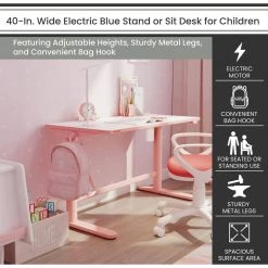 20 in. Pink Writing Desk with Electric Adjustable Heights by Hanover 15 20 in. Pink Writing Desk with Electric Adjustable Heights by Hanover -BENCH Online Store pink white hanover standing desks hcr001dsk pink 1d 1000