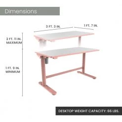 20 in. Pink Writing Desk with Electric Adjustable Heights by Hanover 16 20 in. Pink Writing Desk with Electric Adjustable Heights by Hanover -BENCH Online Store pink white hanover standing desks hcr001dsk pink 66 1000