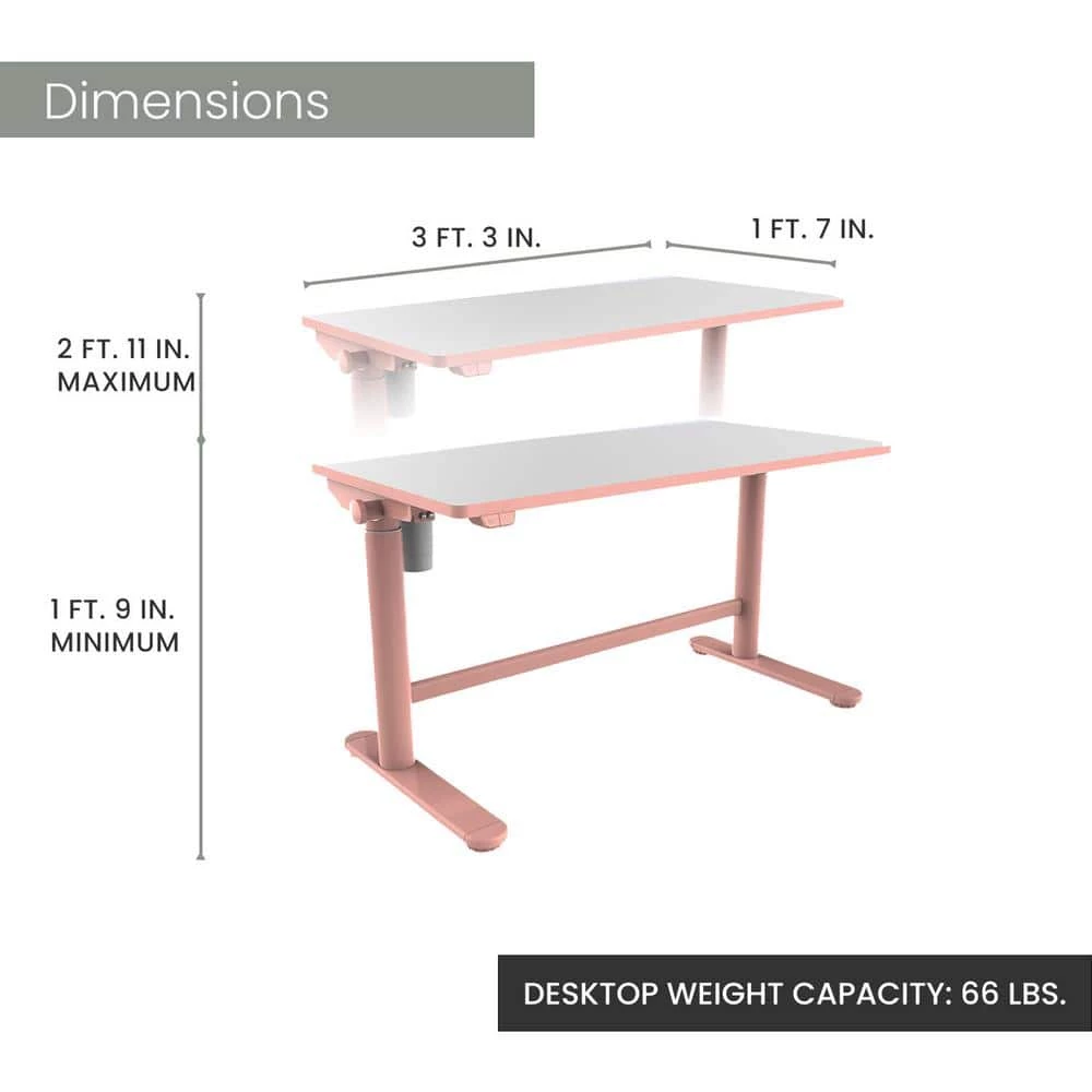 20 in. Pink Writing Desk with Electric Adjustable Heights by Hanover 8 20 in. Pink Writing Desk with Electric Adjustable Heights by Hanover - Image 6