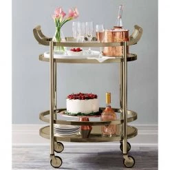 Luxurious Rose Gold Metal Frame & Clear Glass Kitchen Serving Cart by Whatseaso -BENCH Online Store rose gold clear whatseaso kitchen carts l k110499092 4f 1000