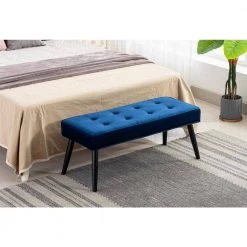 Brooklyn Tufted Royal Blue Velvet Ottoman Accent Bench 40.25 in. x .16.25 in. x 17 in. by WESTIN OUTDOOR -BENCH Online Store royal blue westin outdoor dining benches id702 rb 31 1000