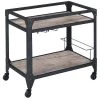 Oak & Charcoal Finish Kitchen Cart by Whatseaso