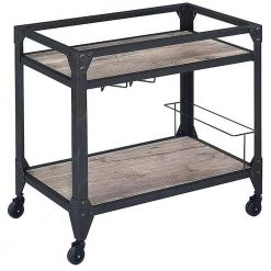 Oak & Charcoal Finish Kitchen Cart by Whatseaso