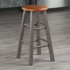 Ivy 24 in. Rustic Teak and Gray Counter Stool by Winsome Wood -BENCH Online Store rustic teak gray winsome wood bar stools 36224 31 1000