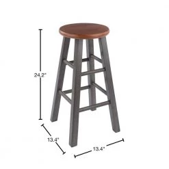 Ivy 24 in. Rustic Teak and Gray Counter Stool by Winsome Wood -BENCH Online Store rustic teak gray winsome wood bar stools 36224 40 1000