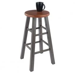 Ivy 24 in. Rustic Teak and Gray Counter Stool by Winsome Wood -BENCH Online Store rustic teak gray winsome wood bar stools 36224 4f 1000