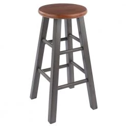 Ivy 24 in. Rustic Teak and Gray Counter Stool by Winsome Wood