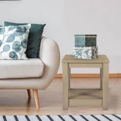 22 in. Seadrift Square Wood End Table with Lower Storage Shelf (2-Piece) by Hanover -BENCH Online Store seadrift hanover end side tables hlr001 2pc gry c3 1000