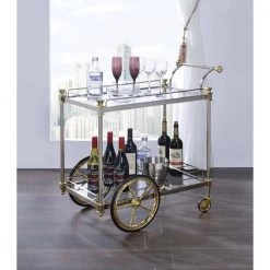 Lovely Cyrus Kitchen Serving Cart In Silver/Gold & Clear by Whatseaso -BENCH Online Store silver gold clear whatseaso kitchen carts l k110499085 fa 1000
