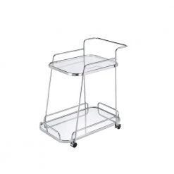 Serving Cart, Clear Glass & Chrome Finish by Whatseaso
