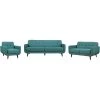 Capri 3-Piece Teal Blue Sofa, Loveseat and Accent Chair Modern Seating Set by Hanover