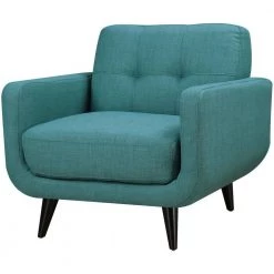 Capri 3-Piece Teal Blue Sofa, Loveseat and Accent Chair Modern Seating Set by Hanover -BENCH Online Store teal blue hanover living room sets hup002set3a tb 77 1000