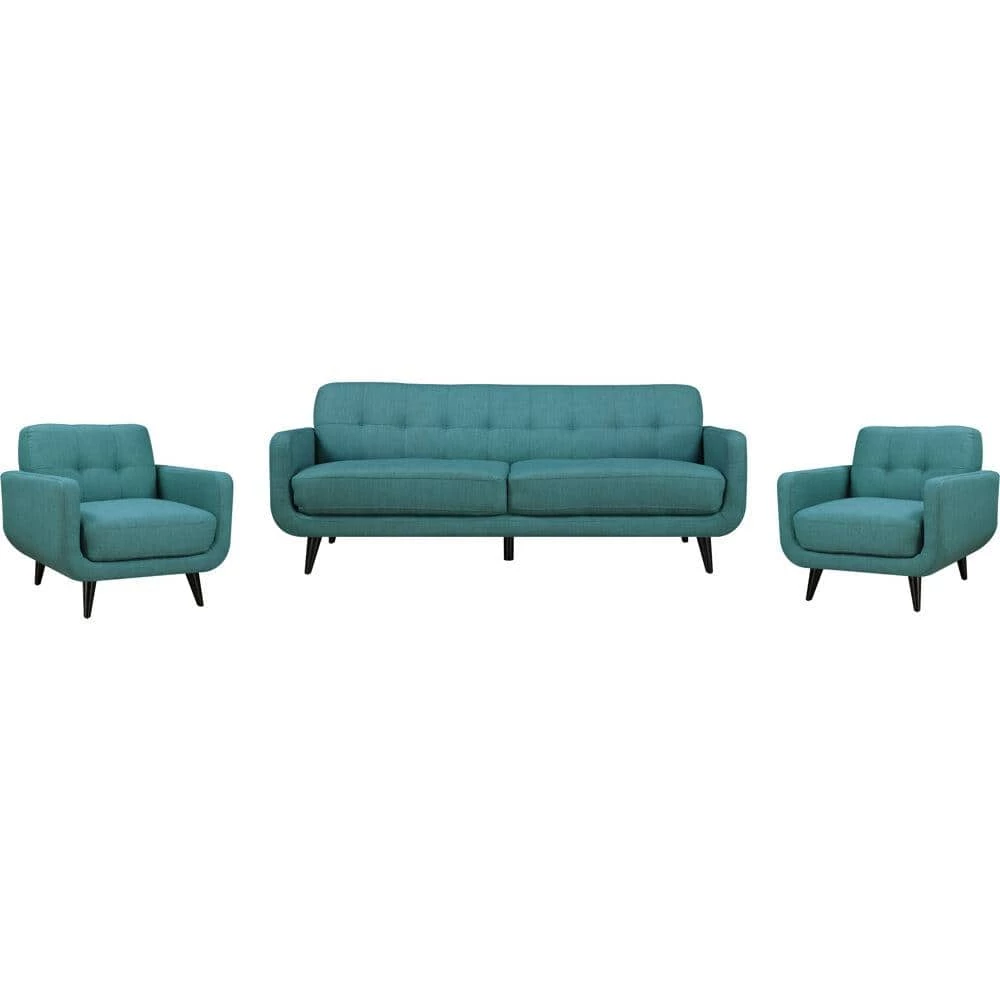 Capri 3-Piece Teal Blue Sofa and 2-Accent Chairs Modern Seating Set by Hanover 3 Capri 3-Piece Teal Blue Sofa and 2-Accent Chairs Modern Seating Set by Hanover