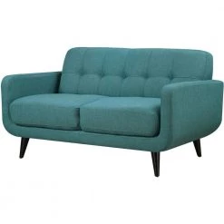 Capri 63 in. Teal Blue Modern Fabric 2-Seat Loveseat by Hanover