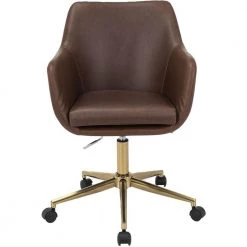 Chelsea Vintage Brown Faux Leather Office, Desk, or Task Chair with Wheels and Gas Lift, HOC0015 by Hanover
