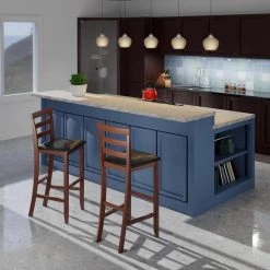 Simone Cushion Ladder-Back 29 in. H Black and Walnut Bar Stool Set (2-Pieces) by Winsome Wood -BENCH Online Store walnut black winsome wood bar stools 94079 31 1000