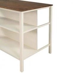 45 in. Walnut and Cream White Stationary Rubber Wood Top Plus Rubber Wood Leg Kitchen Island by Whatseaso -BENCH Online Store walnut cream white whatseaso kitchen islands lnn k110501832 66 1000
