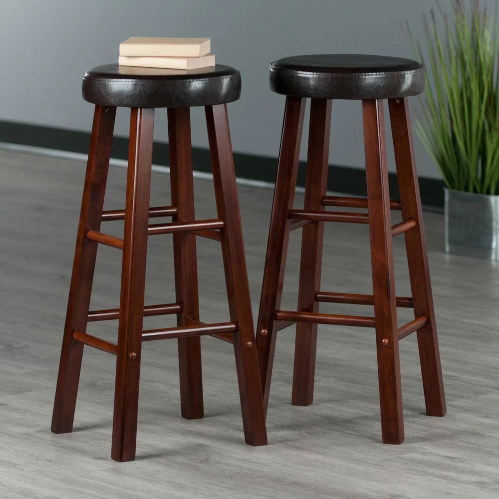 Maria Cushion Seat 29 in. H Espresso and Walnut Bar Stool Set (2-Pieces) by Winsome Wood 10 Maria Cushion Seat 29 in. H Espresso and Walnut Bar Stool Set (2-Pieces) by Winsome Wood - Image 8