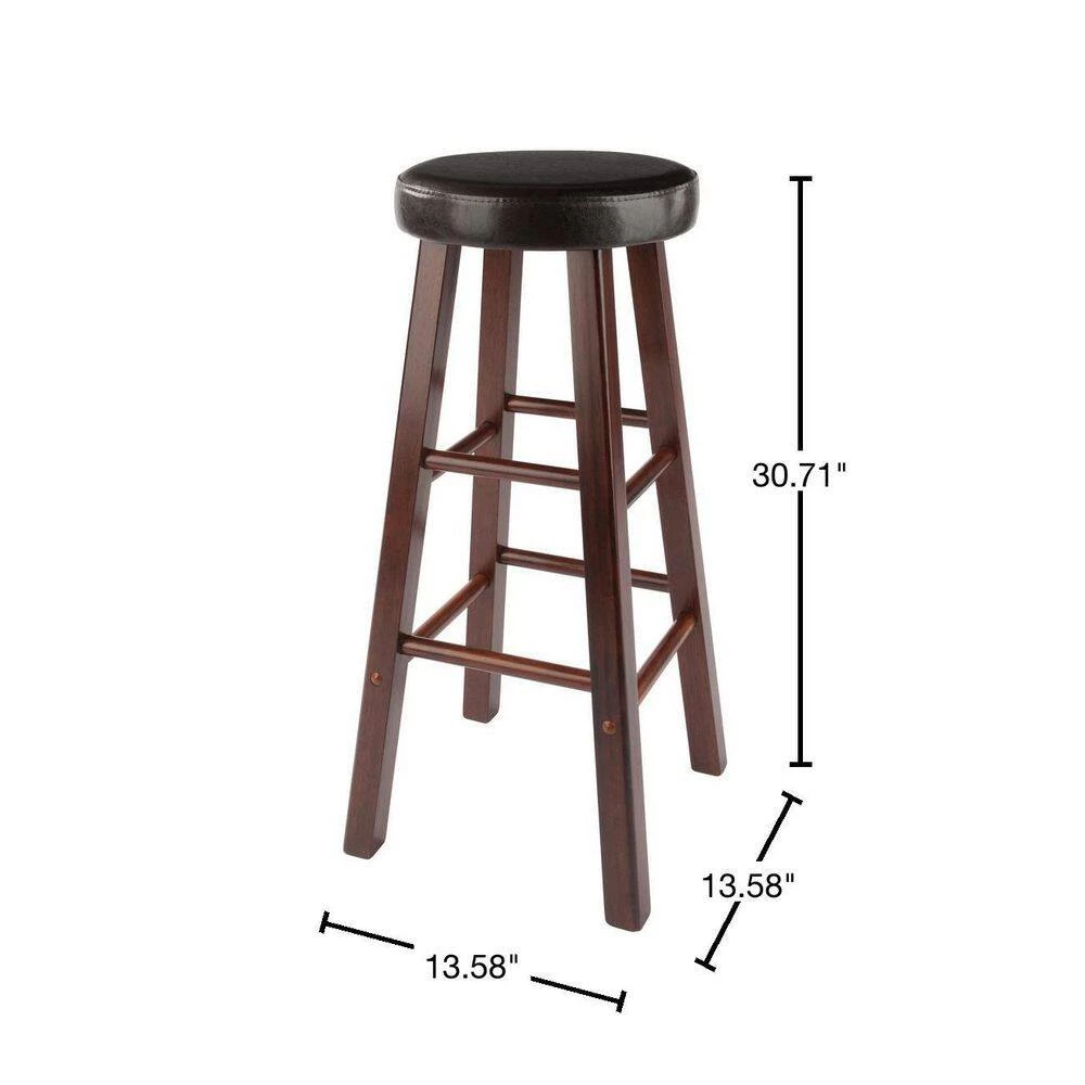 Maria Cushion Seat 29 in. H Espresso and Walnut Bar Stool Set (2-Pieces) by Winsome Wood 5 Maria Cushion Seat 29 in. H Espresso and Walnut Bar Stool Set (2-Pieces) by Winsome Wood - Image 3