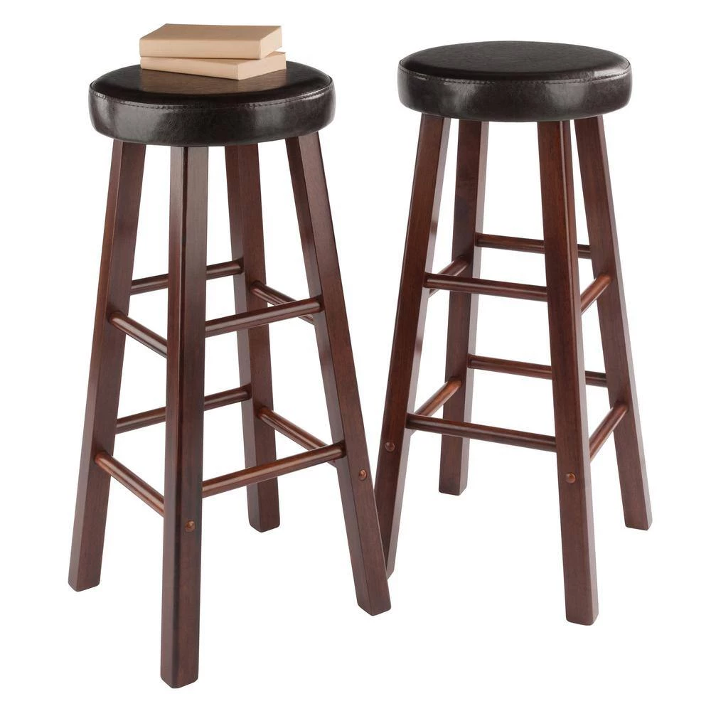 Maria Cushion Seat 29 in. H Espresso and Walnut Bar Stool Set (2-Pieces) by Winsome Wood 9 Maria Cushion Seat 29 in. H Espresso and Walnut Bar Stool Set (2-Pieces) by Winsome Wood - Image 7