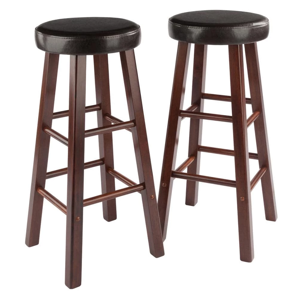Maria Cushion Seat 29 in. H Espresso and Walnut Bar Stool Set (2-Pieces) by Winsome Wood 3 Maria Cushion Seat 29 in. H Espresso and Walnut Bar Stool Set (2-Pieces) by Winsome Wood