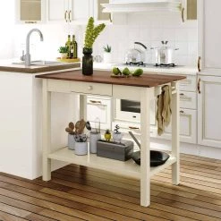 42 in. Walnut Top Plus Cream White Solid Wood Kitchen Island with Seating, Butch Block Prep Table with Storage by Whatseaso -BENCH Online Store walnut top cream white whatseaso kitchen islands lnn k110501993 1f 1000
