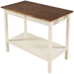 42 in. Walnut Top Plus Cream White Solid Wood Kitchen Island with Seating, Butch Block Prep Table with Storage by Whatseaso -BENCH Online Store walnut top cream white whatseaso kitchen islands lnn k110501993 44 1000