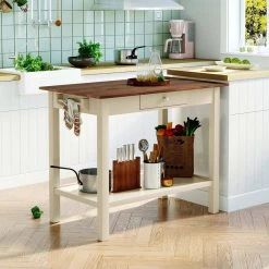 Walnut and White 3-Piece 42 in. Solid Wood Kitchen Island with Seating by Whatseaso 25 Walnut and White 3-Piece 42 in. Solid Wood Kitchen Island with Seating by Whatseaso -BENCH Online Store walnut white whatseaso kitchen islands aun 110509111 44 1000