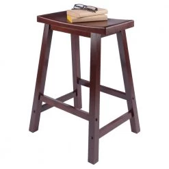 Satori 24 in. Saddle Seat Walnut Counter Stool by Winsome Wood -BENCH Online Store walnut winsome wood bar stools 94084 44 1000