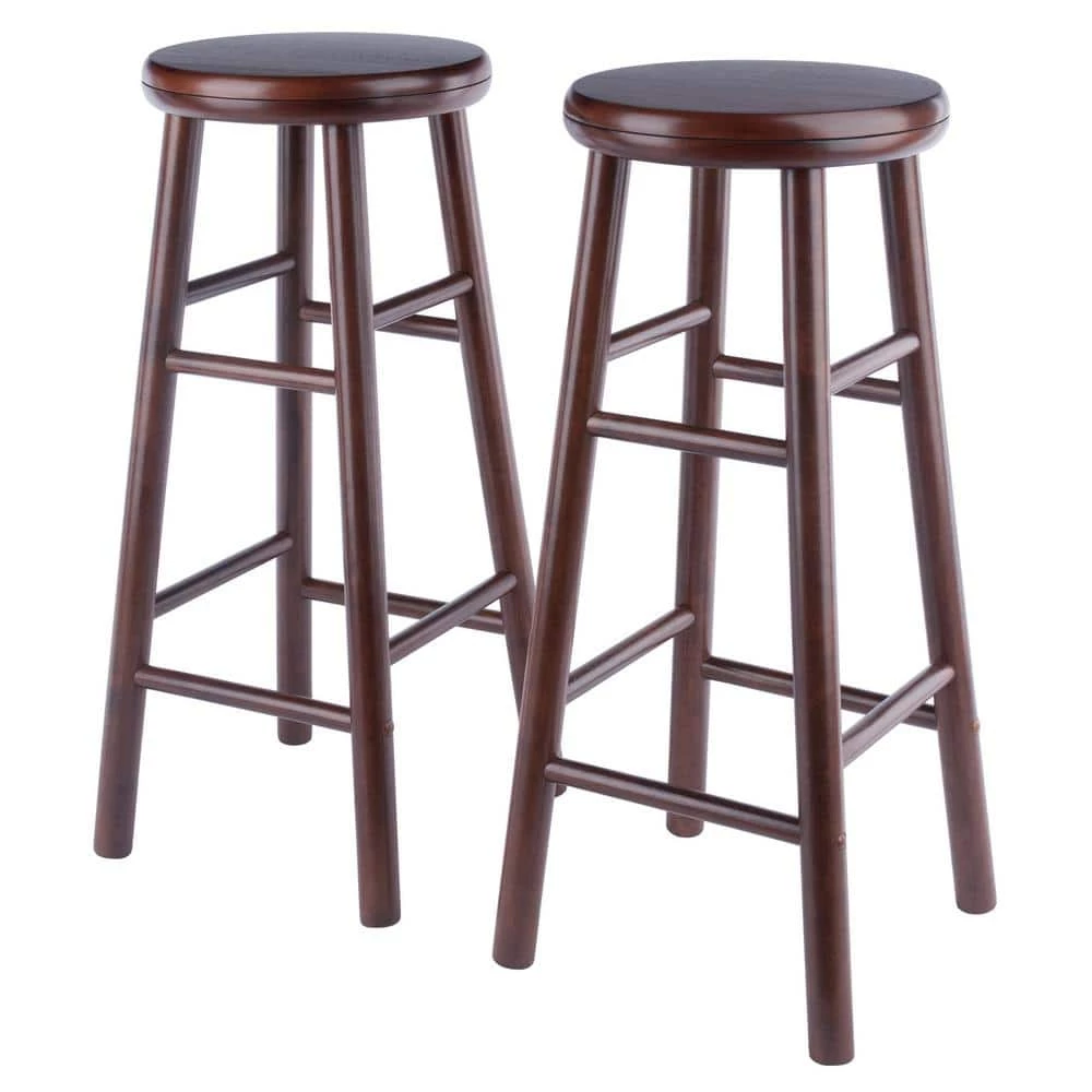 Shelby 29 in. Walnut Backless Swivel Seat Bar Stool (Set of 2) by Winsome Wood 3 Shelby 29 in. Walnut Backless Swivel Seat Bar Stool (Set of 2) by Winsome Wood
