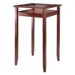 Halo Pub Table with Glass Top in Walnut by Winsome Wood