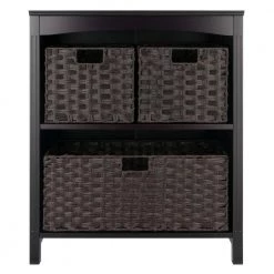 Terrace 30 in. Walnut 3-Tier Shelf Storage Bookcase with Baskets by Winsome Wood -BENCH Online Store walnut winsome wood bookcases bookshelves 92401 c3 1000