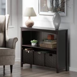 Terrace 30 in. Walnut 3-Tier Shelf Storage Bookcase with Baskets by Winsome Wood -BENCH Online Store walnut winsome wood bookcases bookshelves 92498 31 1000